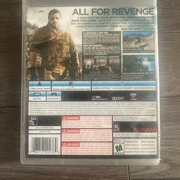 Metal Gear Solid V: The Phantom Pain - Day One Edition for PS3 No Manual - Picture 2 of 3